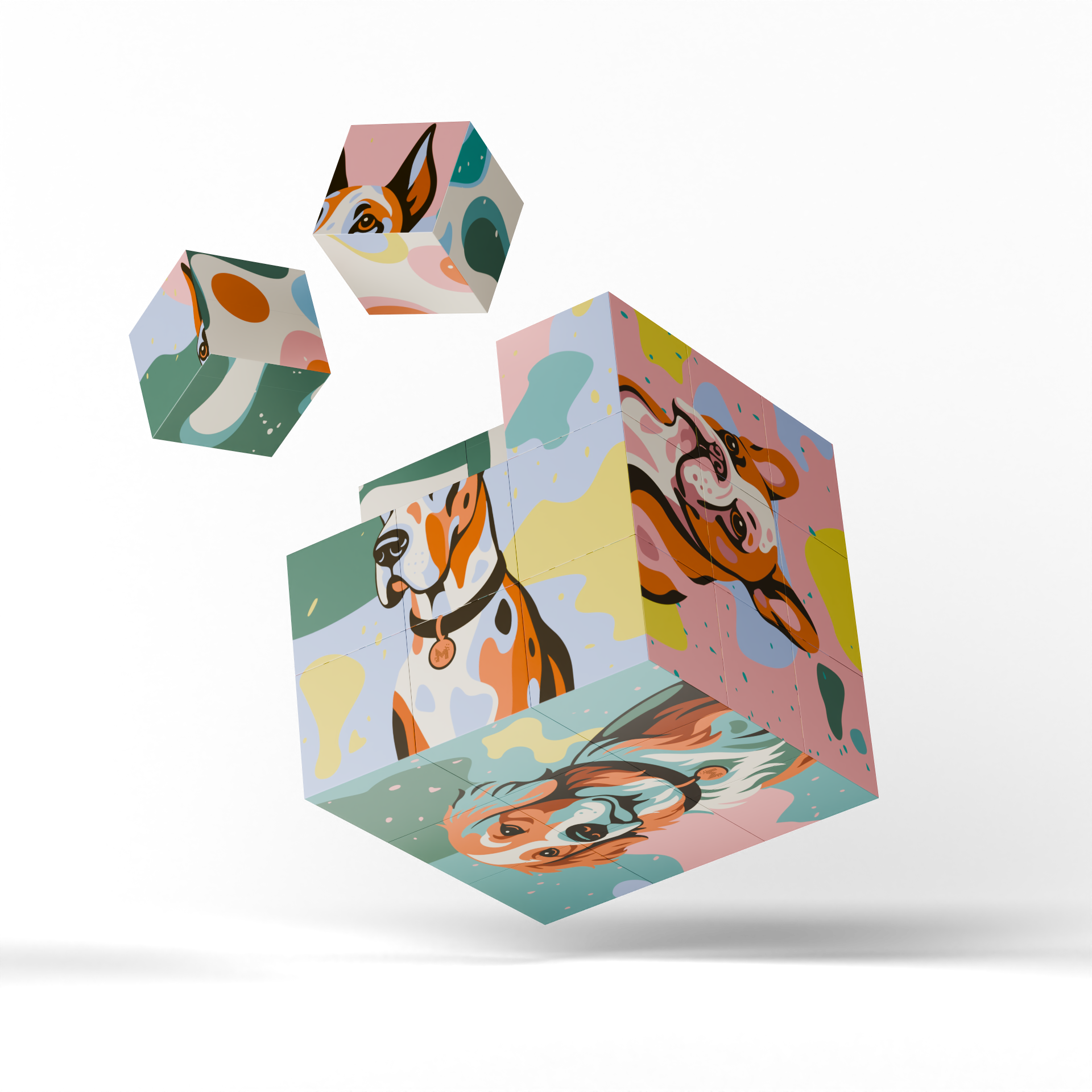 Magnetic Puzzle Cube - Painted Pups